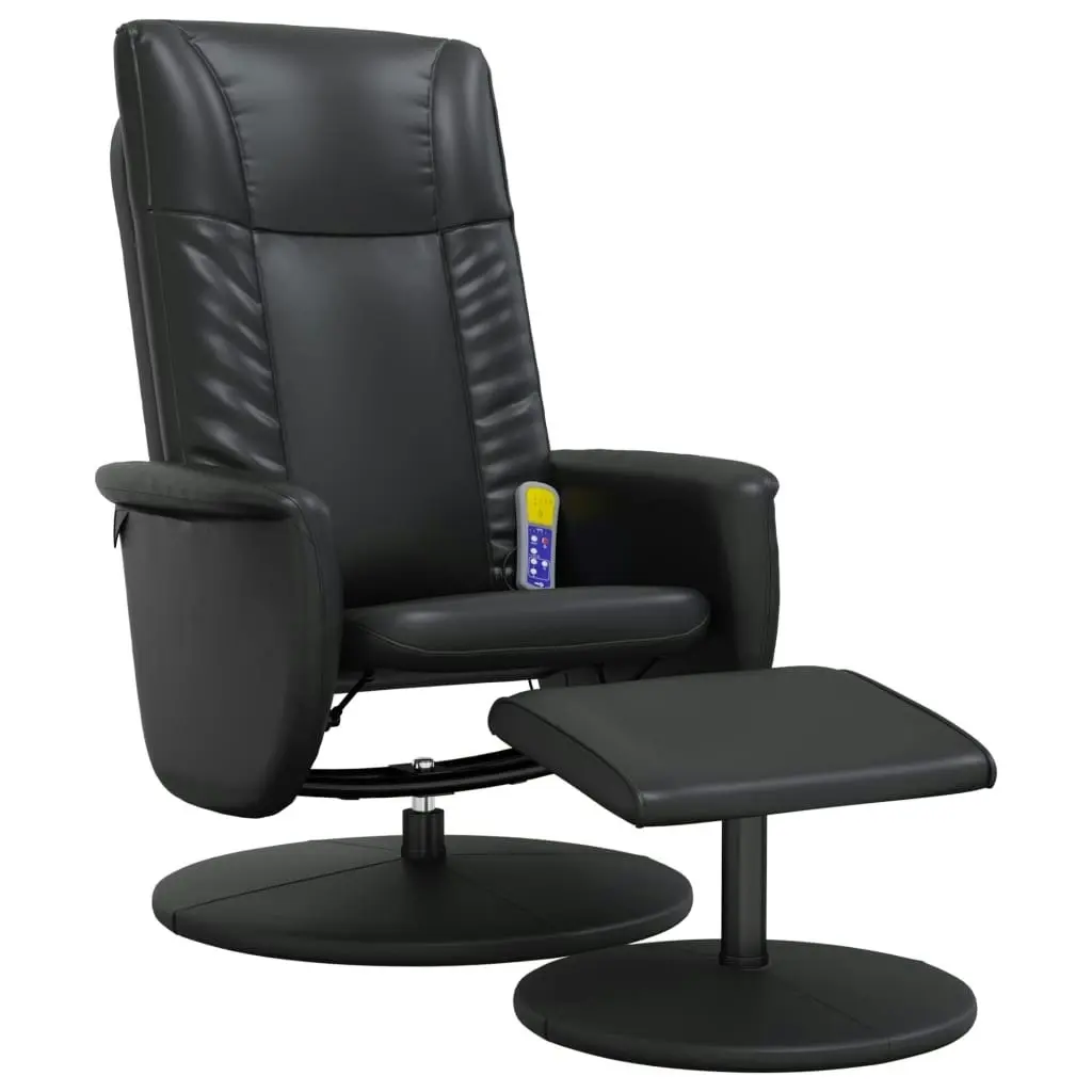 Massage Recliner Chair with Footstool Black Faux Leather 356520