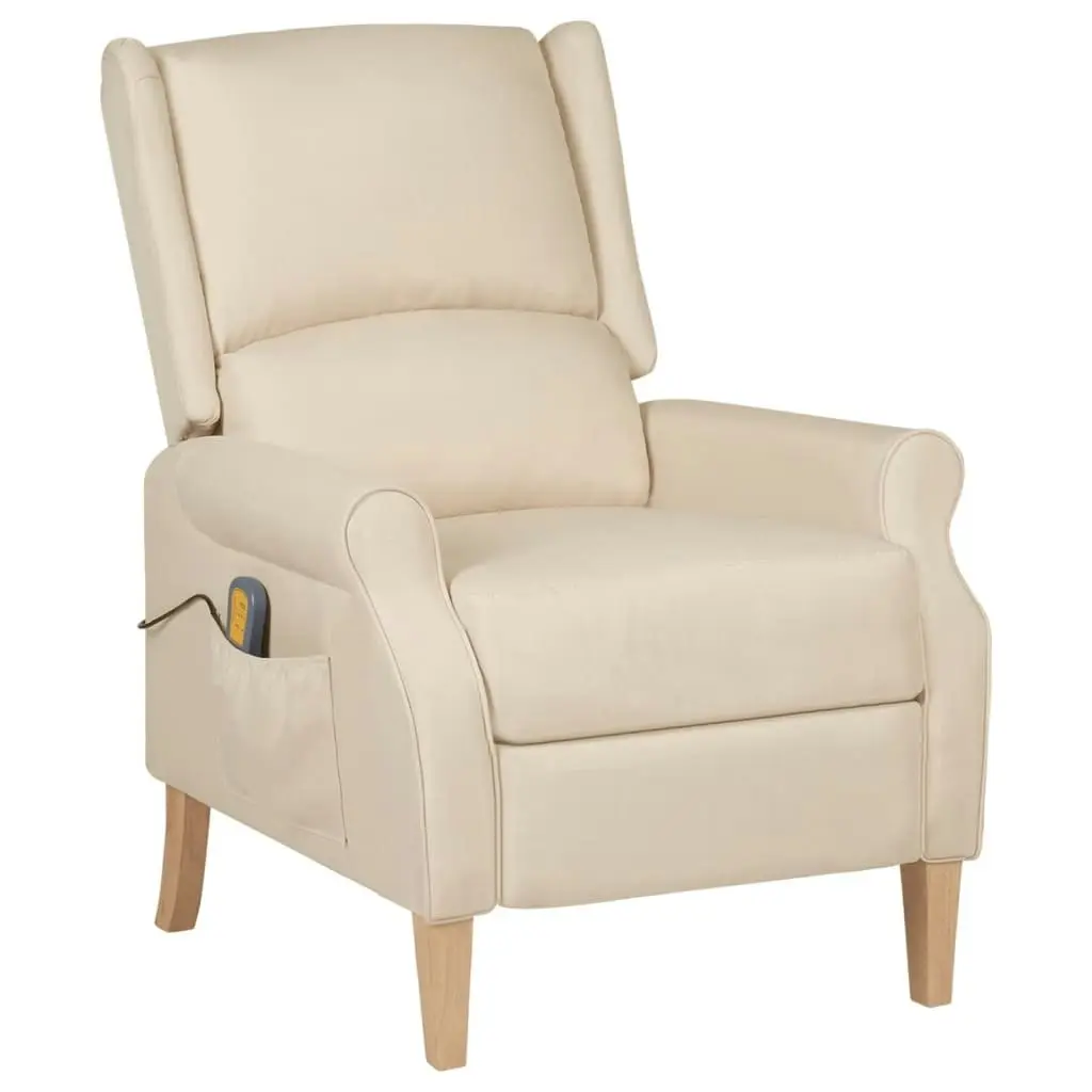 Massage Reclining Chair Cream Fabric 329277