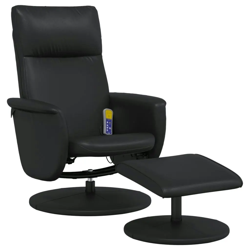 Massage Recliner Chair with Footstool Black Faux Leather 356560