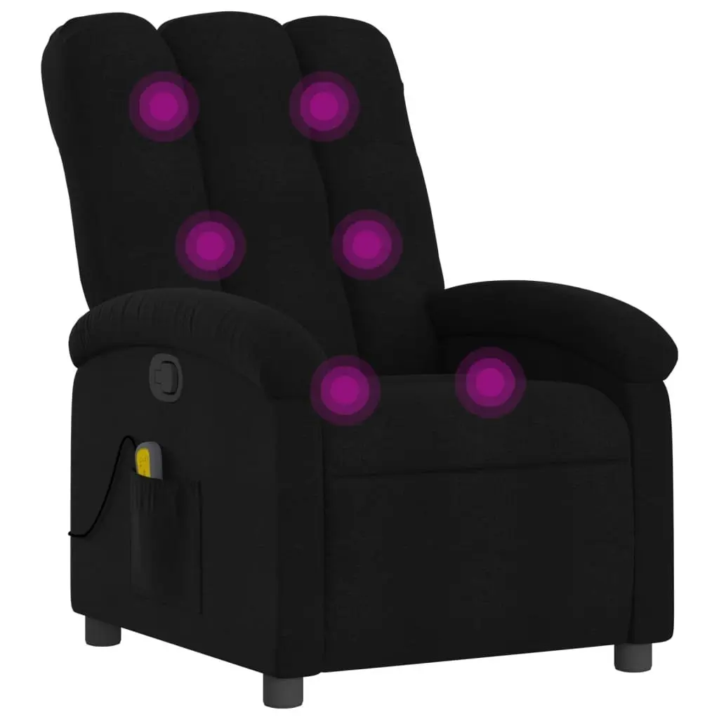 Massage Recliner Chair Black Fabric 3205386