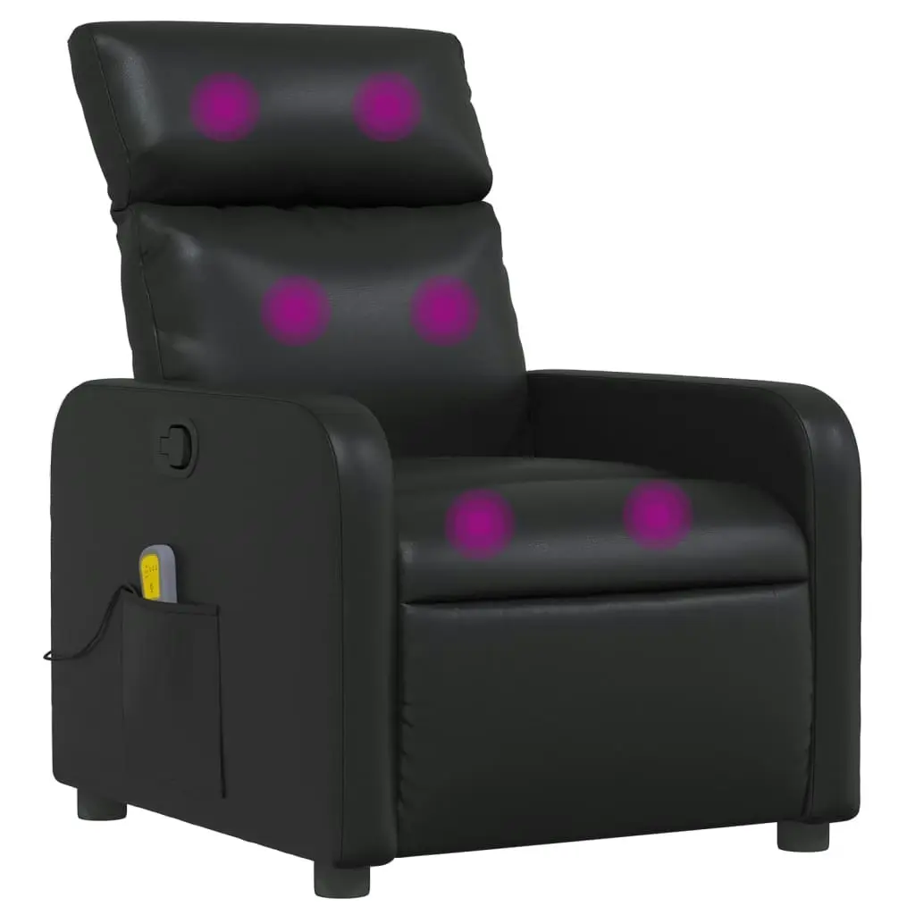 Massage Recliner Chair Black Faux Leather 374190