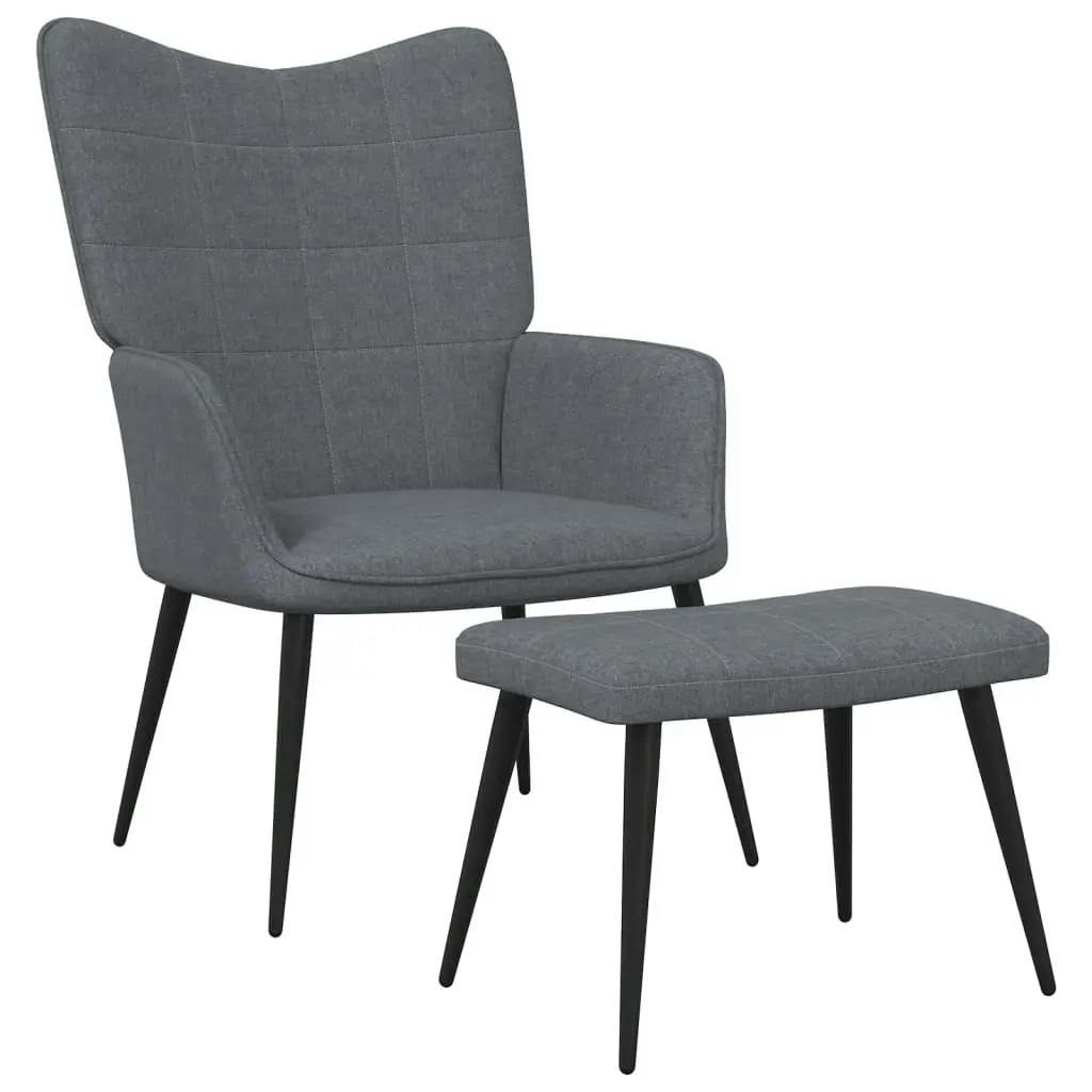 Relaxing Chair with a Stool Dark Grey Fabric 327953