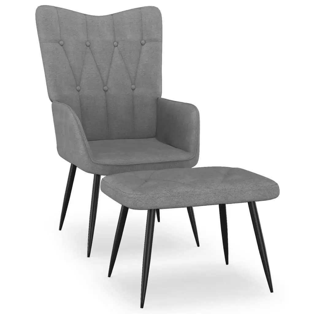 Relaxing Chair with a Stool Dark Grey Fabric 327557