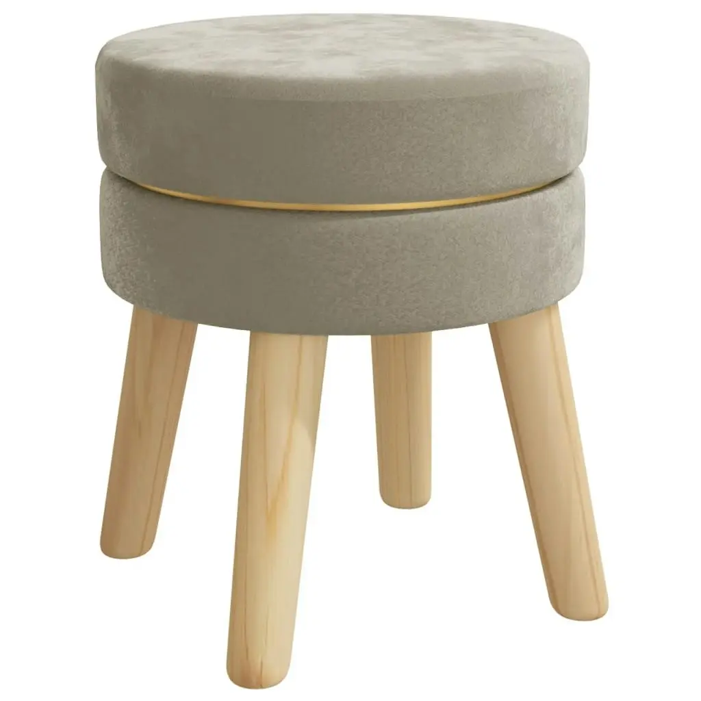 Round Hocker Dark Grey Velvet 340271