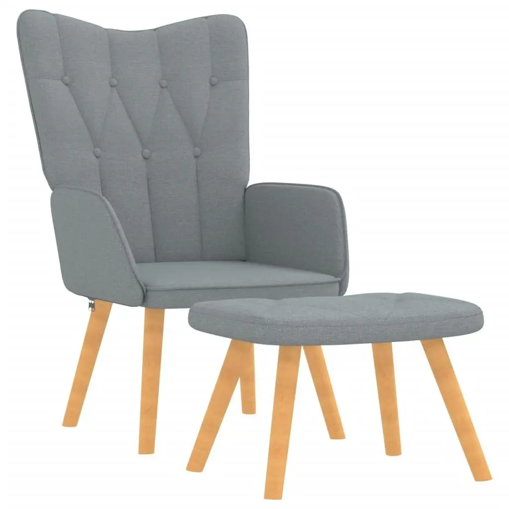 Relaxing Chair with a Stool Light Grey Fabric 327534