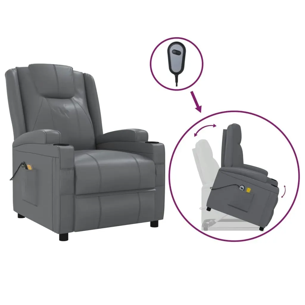 Stand up Massage Chair Anthracite Faux Leather 3152247