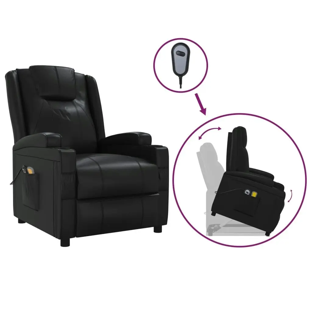 Stand up Massage Chair Black Faux Leather 3152244