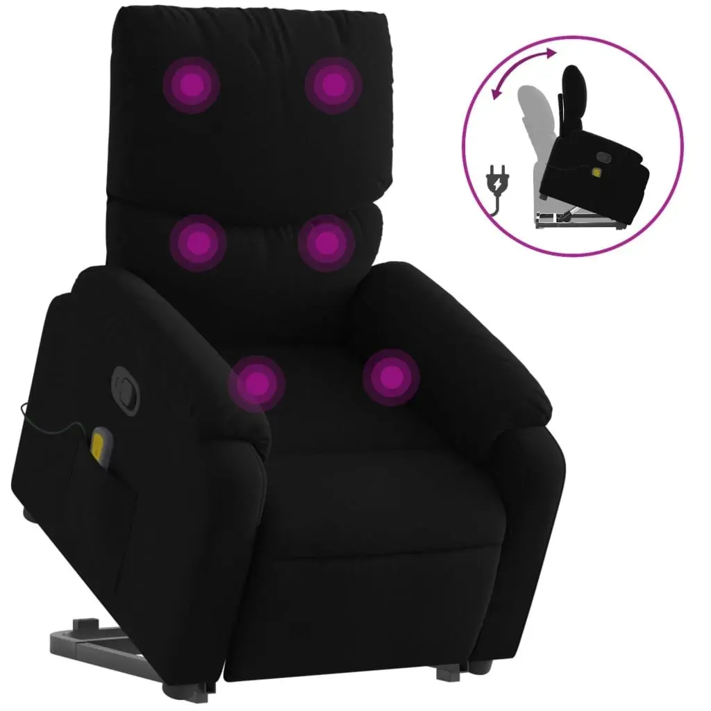 Stand up Massage Recliner Chair Black Fabric 3205702