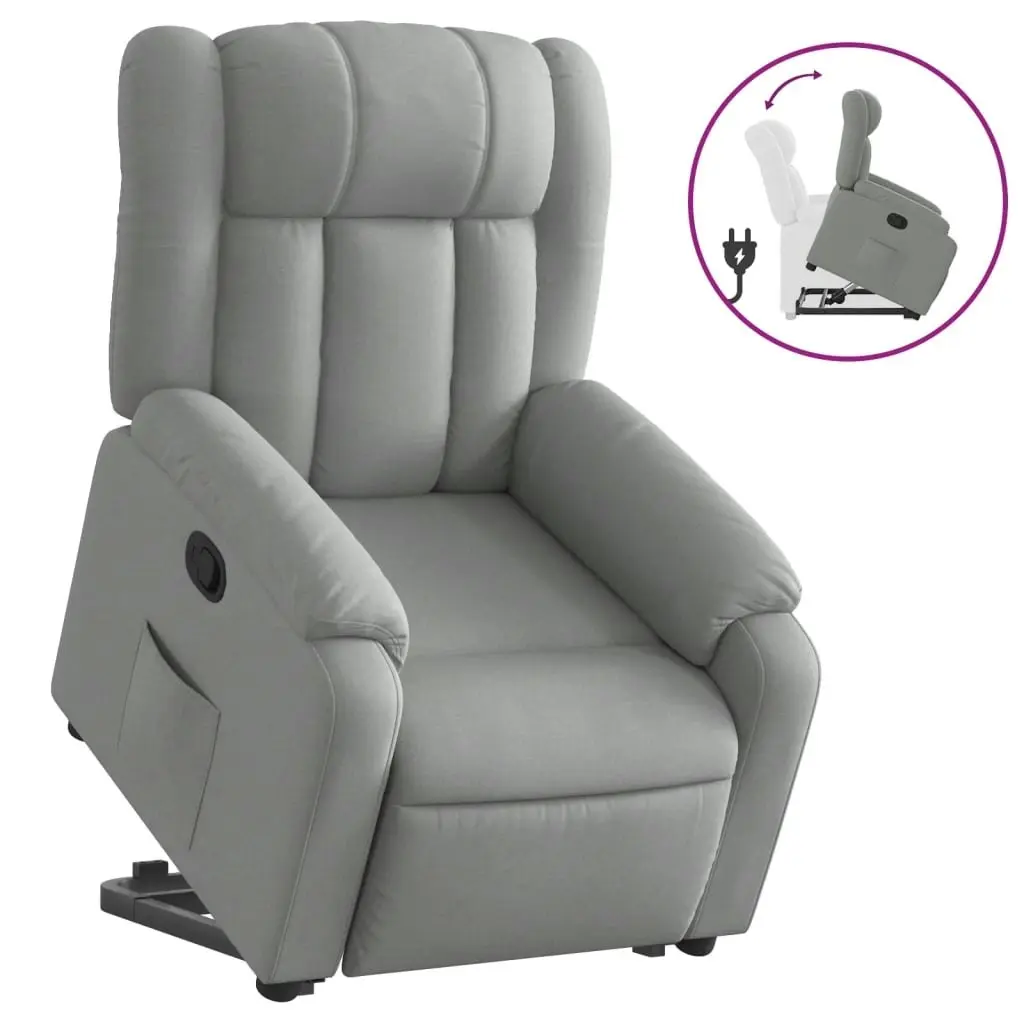 Stand up Massage Recliner Chair Light Grey Fabric 3205792