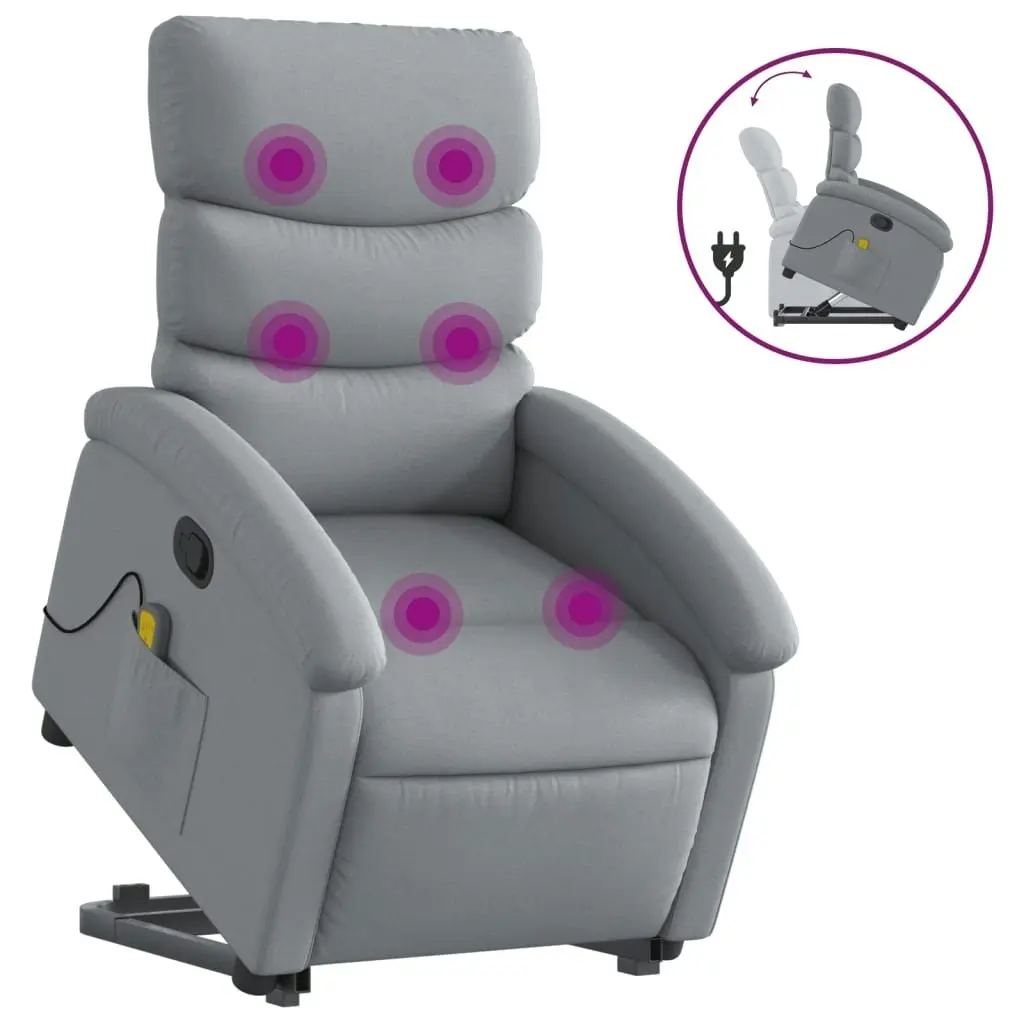 Stand up Massage Recliner Chair Light Grey Fabric 3205370