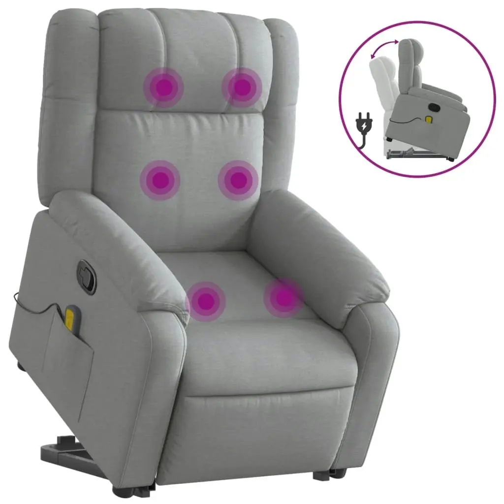 Stand up Massage Recliner Chair Light Grey Fabric 3205758