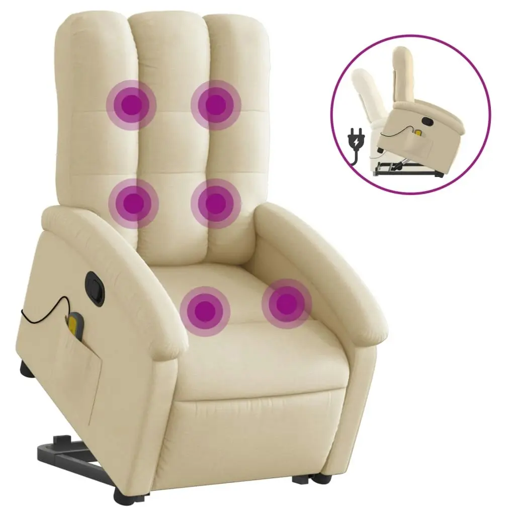 Stand up Massage Recliner Chair Cream Fabric 3205403