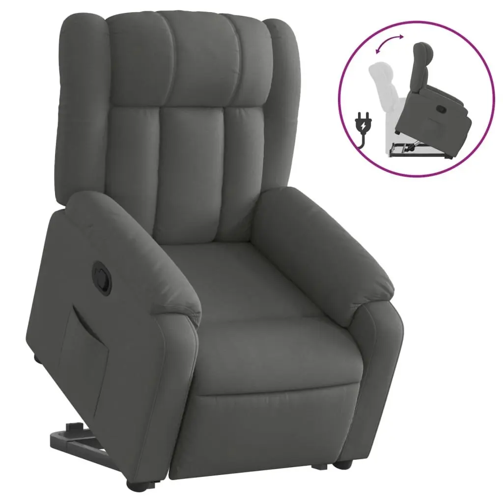 Stand up Massage Recliner Chair Dark Grey Fabric 3205793