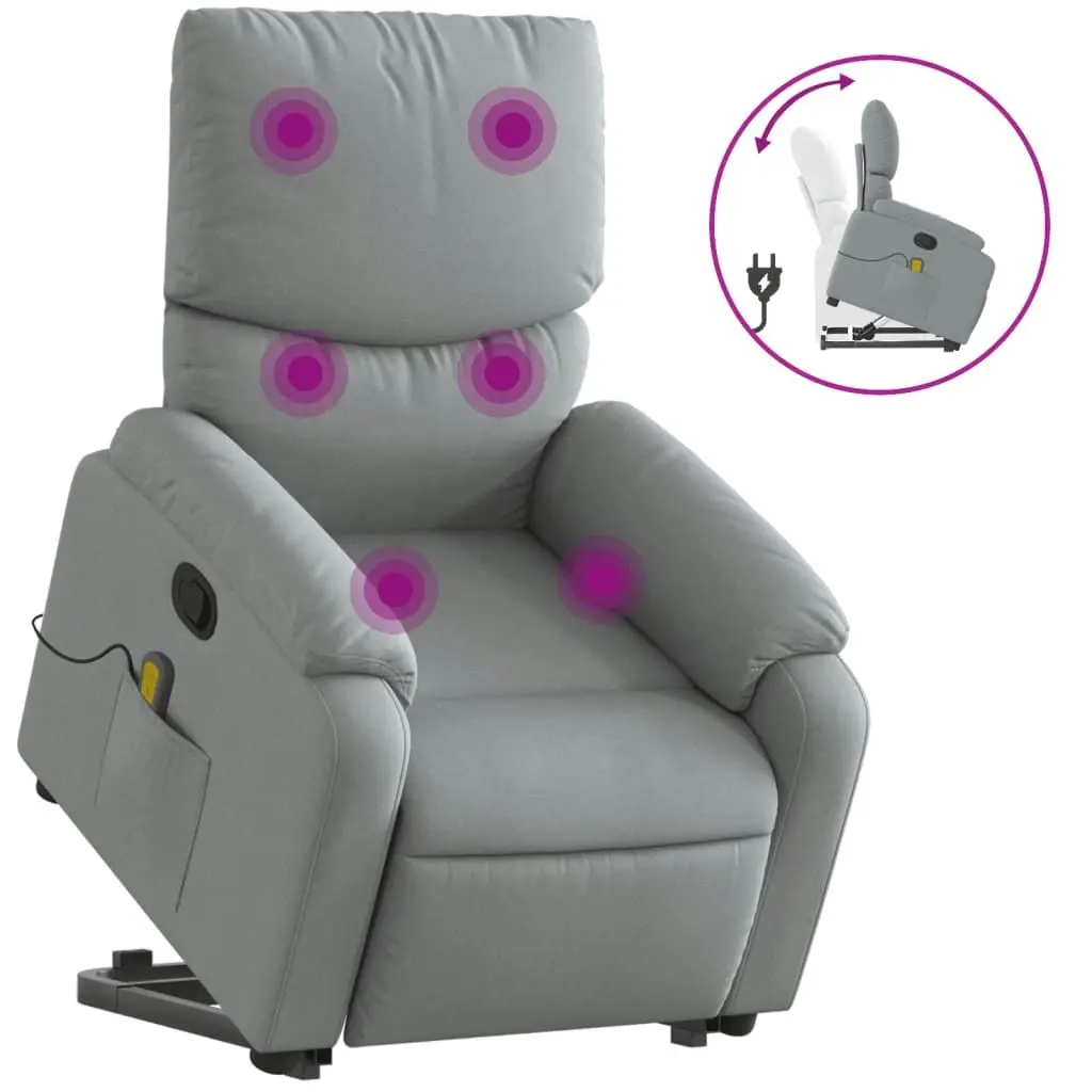 Stand up Massage Recliner Chair Light Grey Fabric 3205700