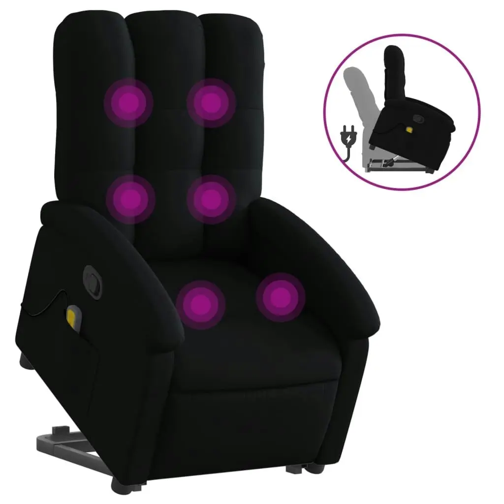 Stand up Massage Recliner Chair Black Fabric 3205402