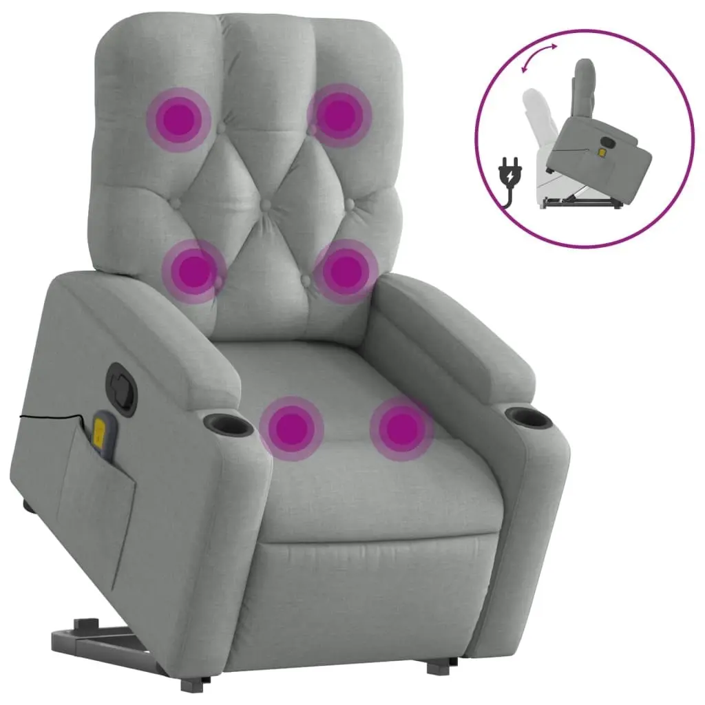 Stand up Massage Recliner Chair Light Grey Fabric 3205670