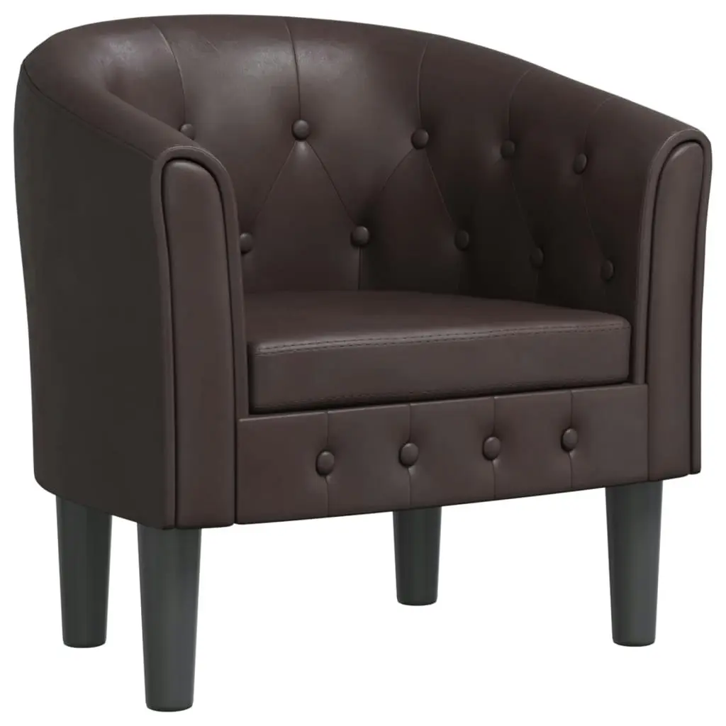 Tub Chair Brown Faux Leather 356459