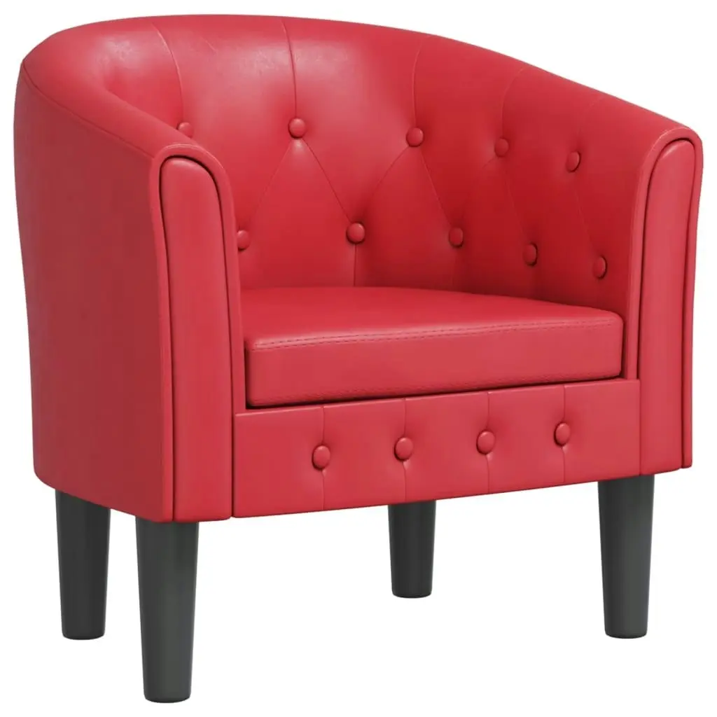 Tub Chair Red Faux Leather 356462