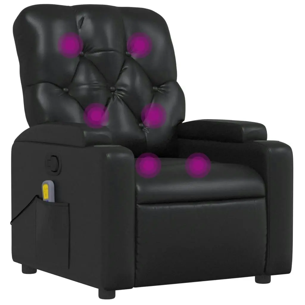 Massage Recliner Chair Black Faux Leather 372510