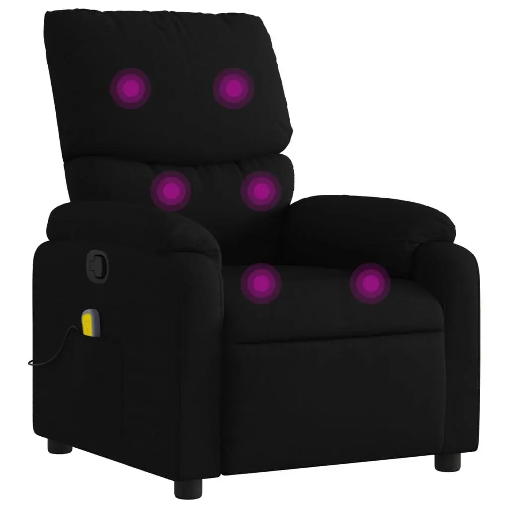 Massage Recliner Chair Black Fabric 3205686