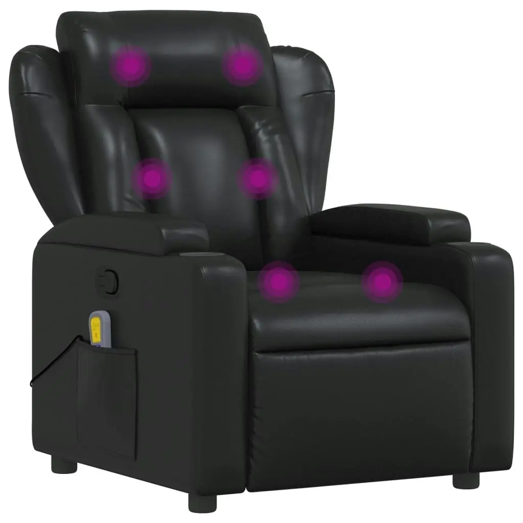 Massage Recliner Chair Black Faux Leather 372434