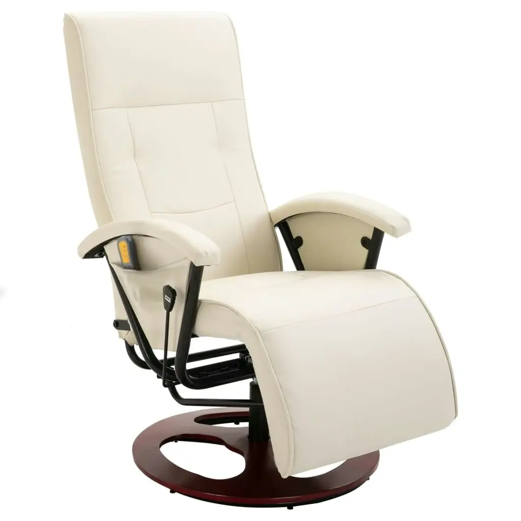 Massage Chair Cream White Faux Leather 60312