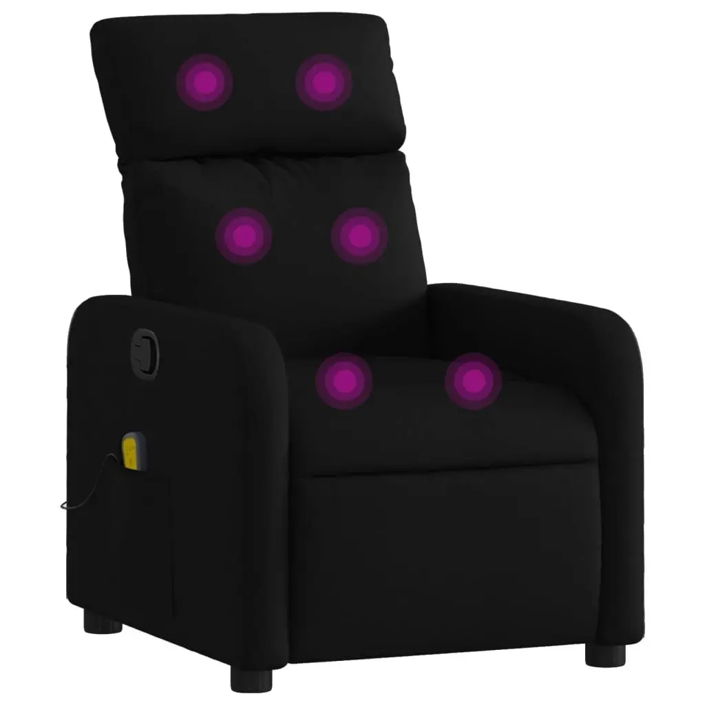 Massage Recliner Chair Black Fabric 3206865