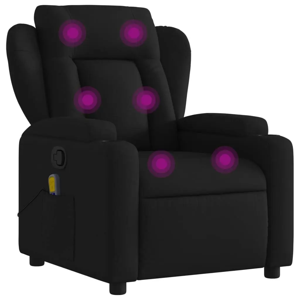 Massage Recliner Chair Black Fabric 372417