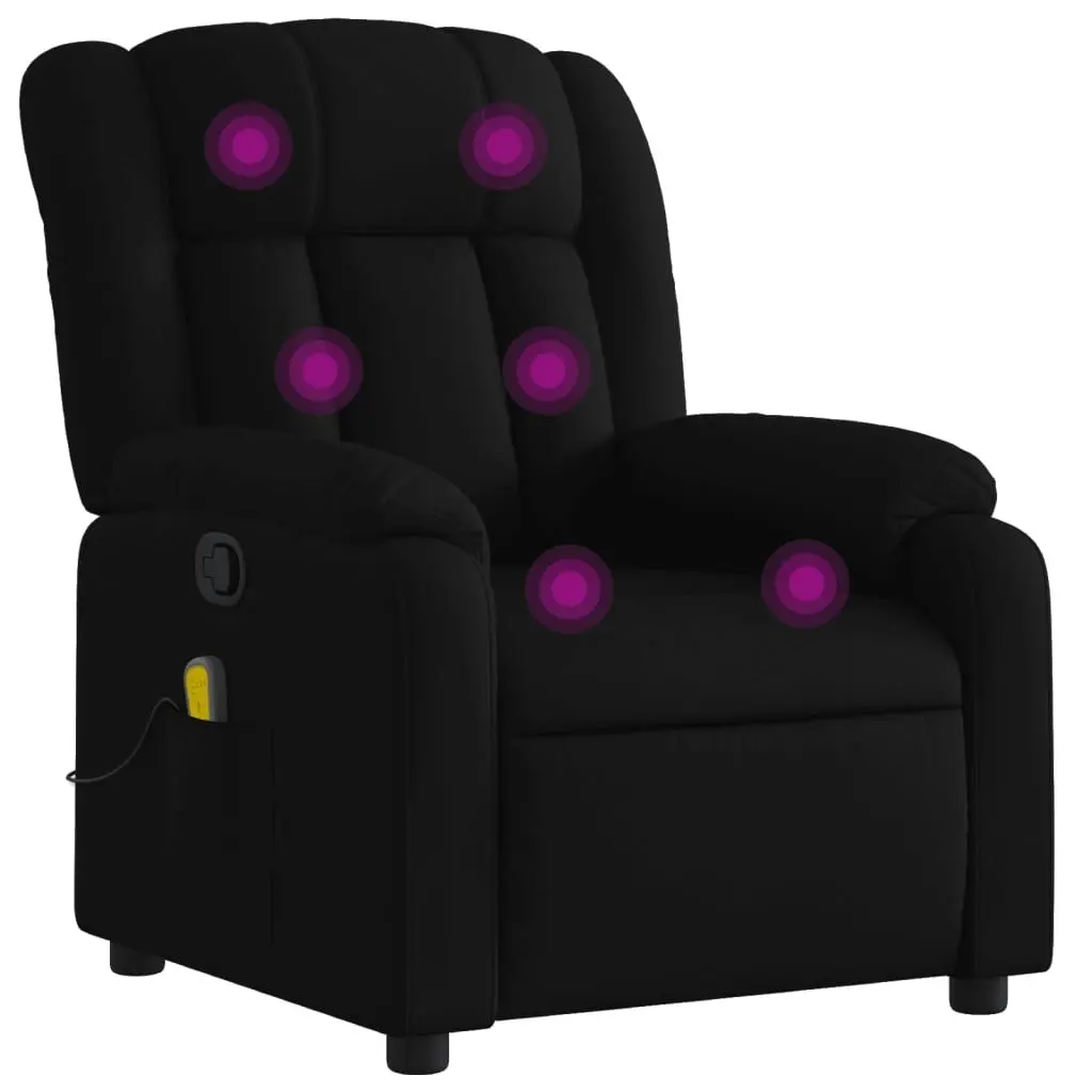 Massage Recliner Chair Black Fabric 373588