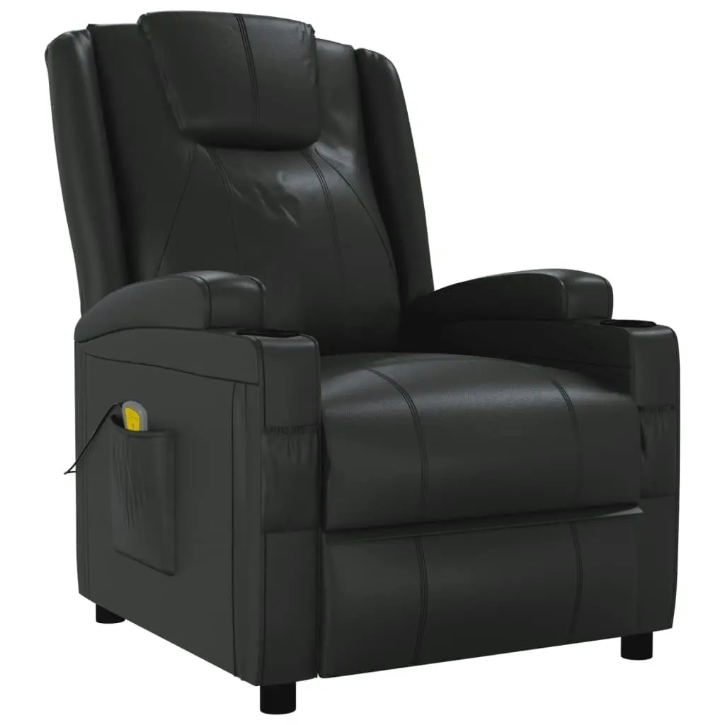 Massage Chair Black Faux Leather 342712