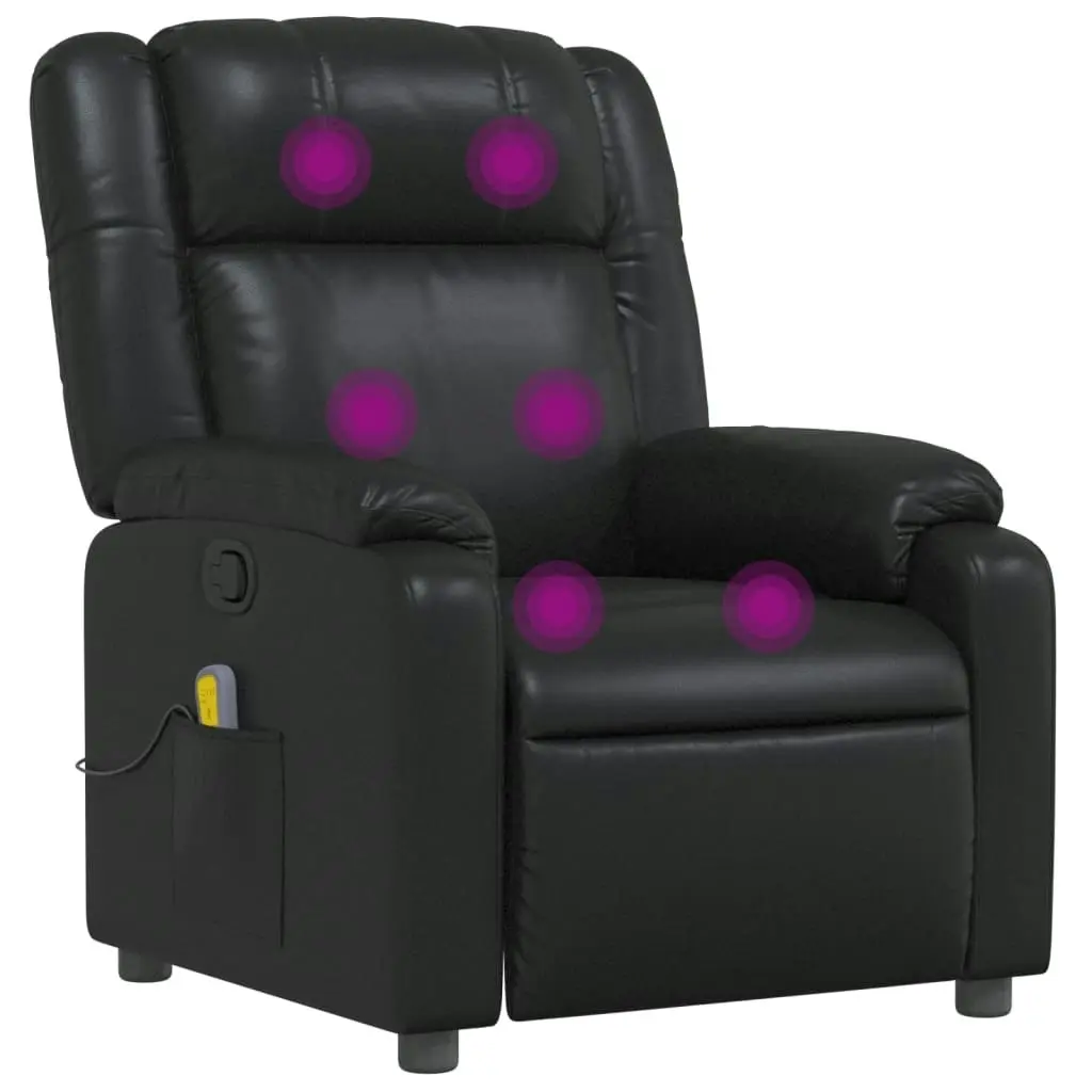 Massage Recliner Chair Black Faux Leather 373529