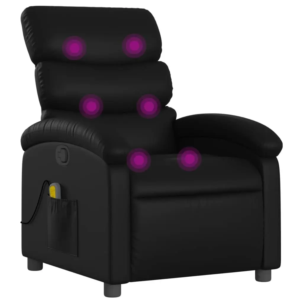 Massage Recliner Chair Black Faux Leather 3205376