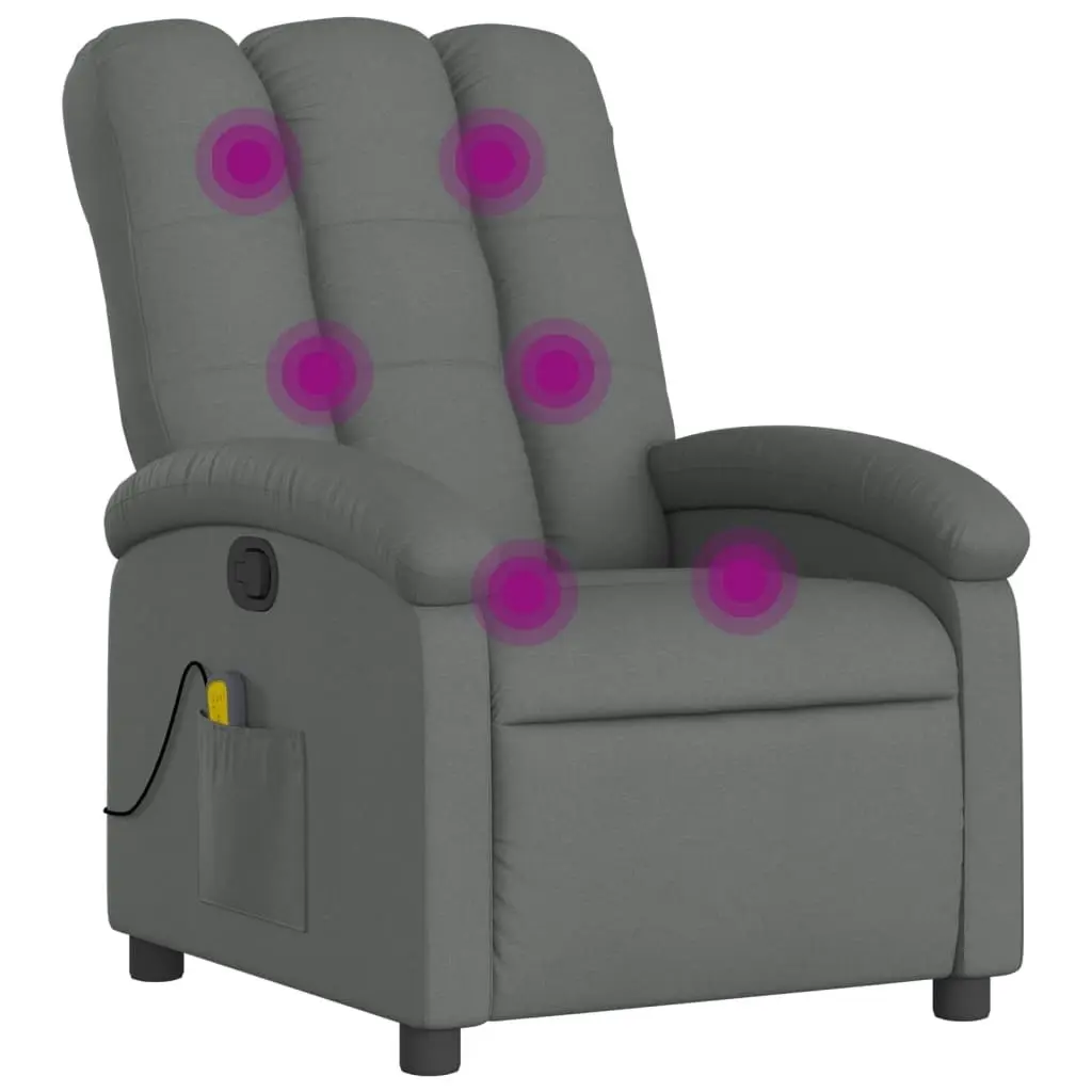 Massage Recliner Chair Dark Grey Fabric 3205385