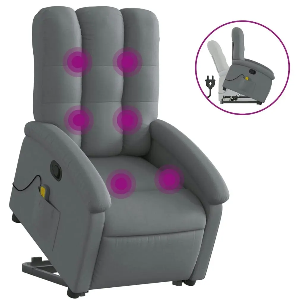 Stand up Massage Recliner Chair Dark Grey Fabric 3205401