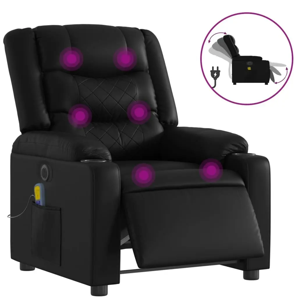 Stand up Massage Recliner Chair Black Faux Leather 3206833