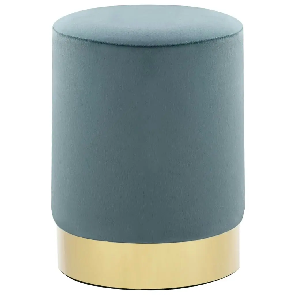 Stool Light Blue and Gold Velvet 249840