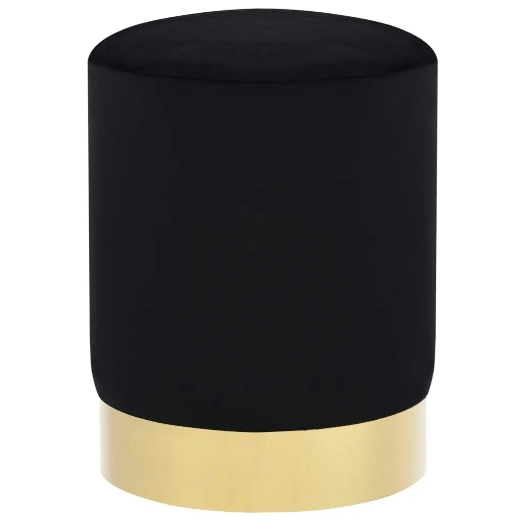 Stool Black and Gold Velvet 249839