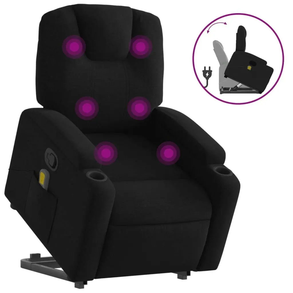 Stand up Massage Recliner Chair Black Fabric 3205530