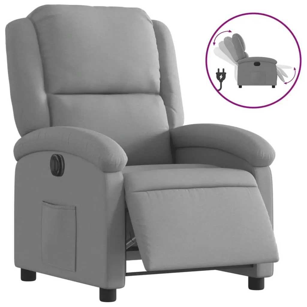 Electric Recliner Chair Light Grey Fabric 3205420