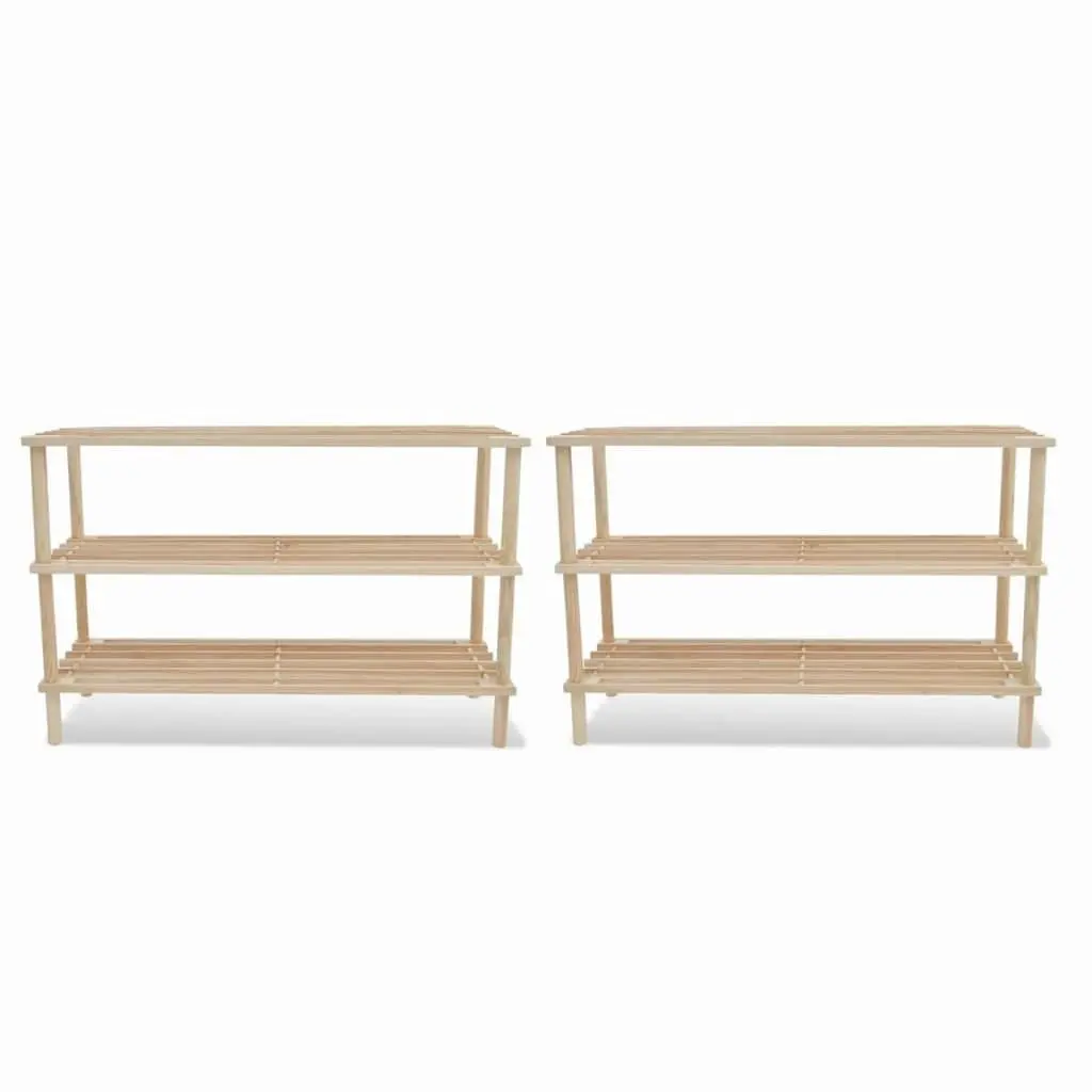 3-Tier Shoe Racks 2 pcs Solid Fir Wood 241065