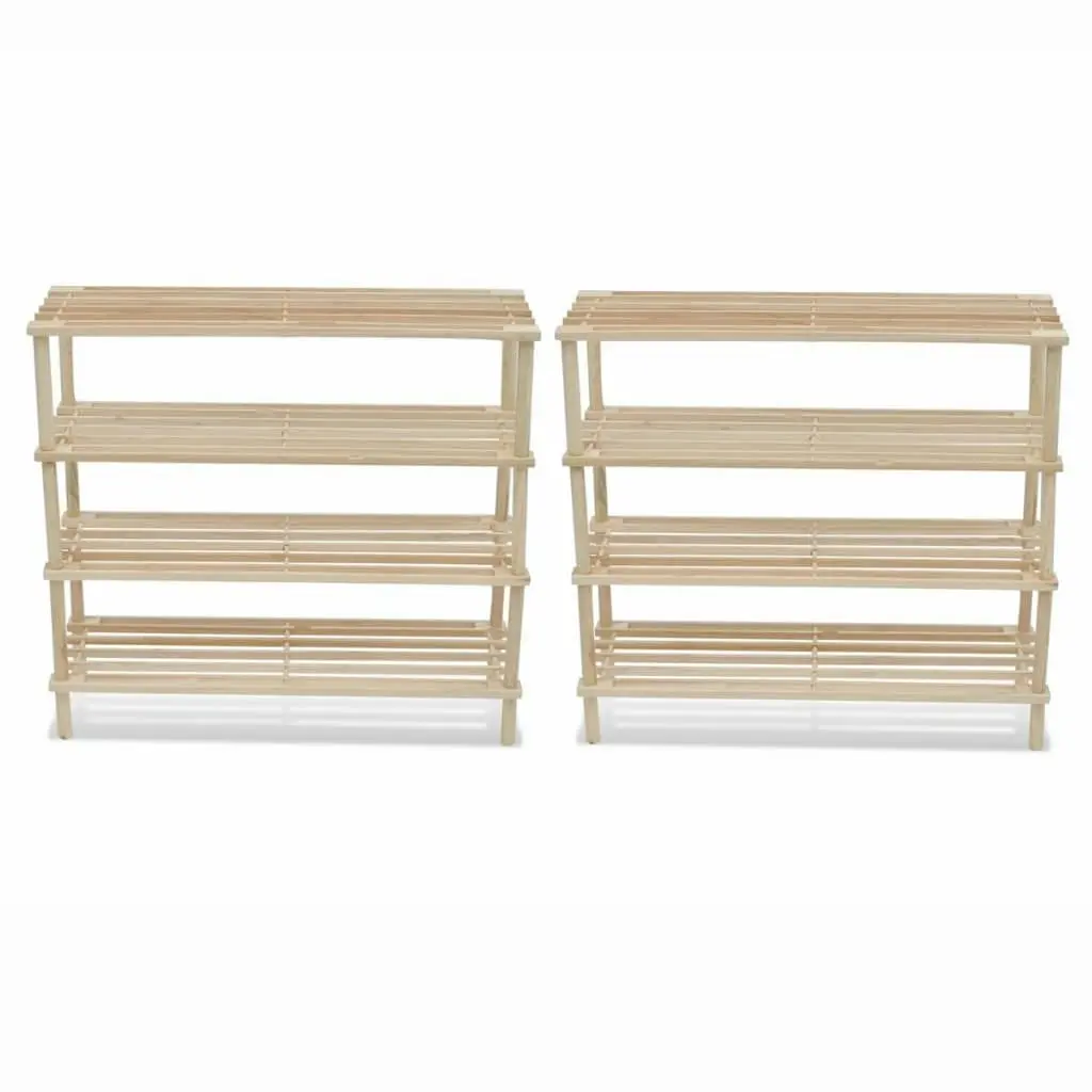 4-Tier Shoe Racks 2 pcs Solid Fir Wood 241066