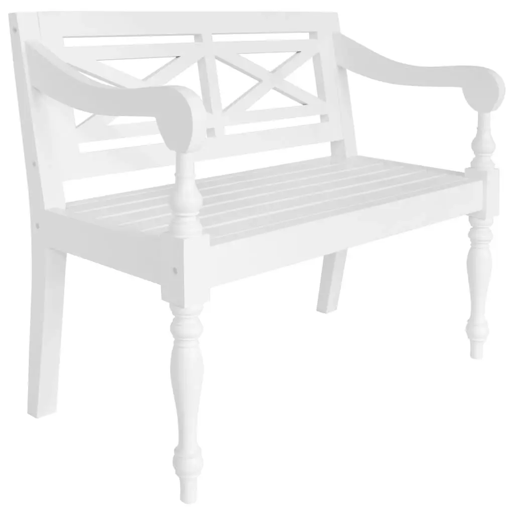 Batavia Bench 98 cm Solid Mahogany Wood White 246966