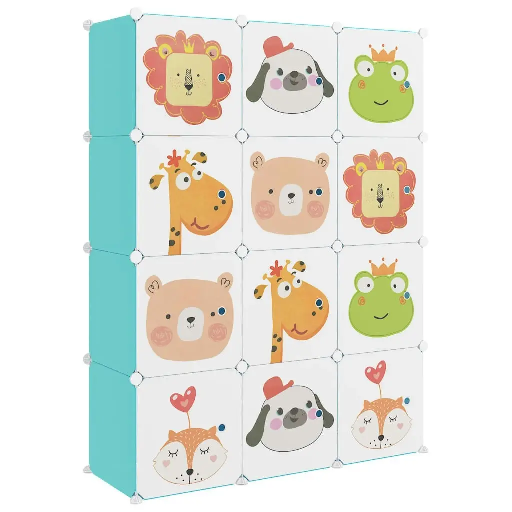 Cube Storage Cabinet for Kids with 12 Cubes Green PP 340579