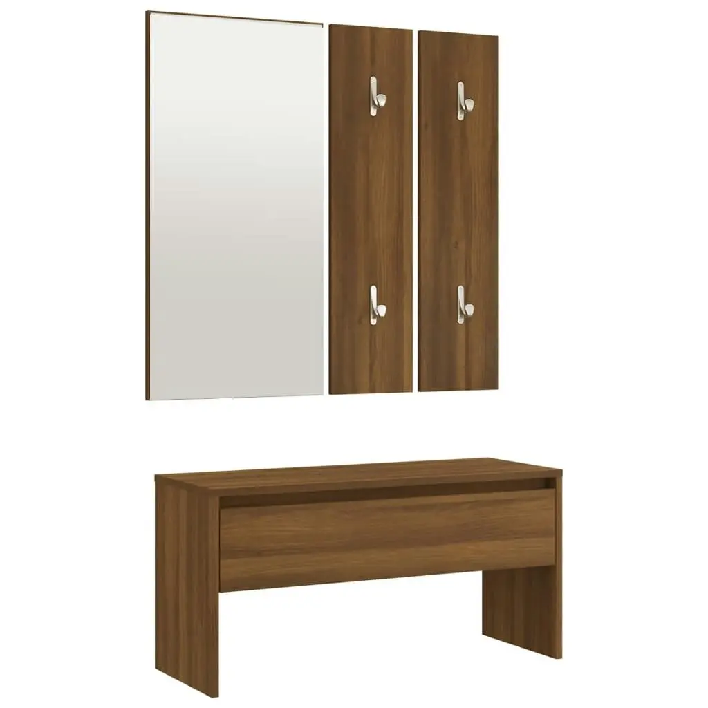 Hallway Furniture Set Brown Oak Engineered Wood 820480