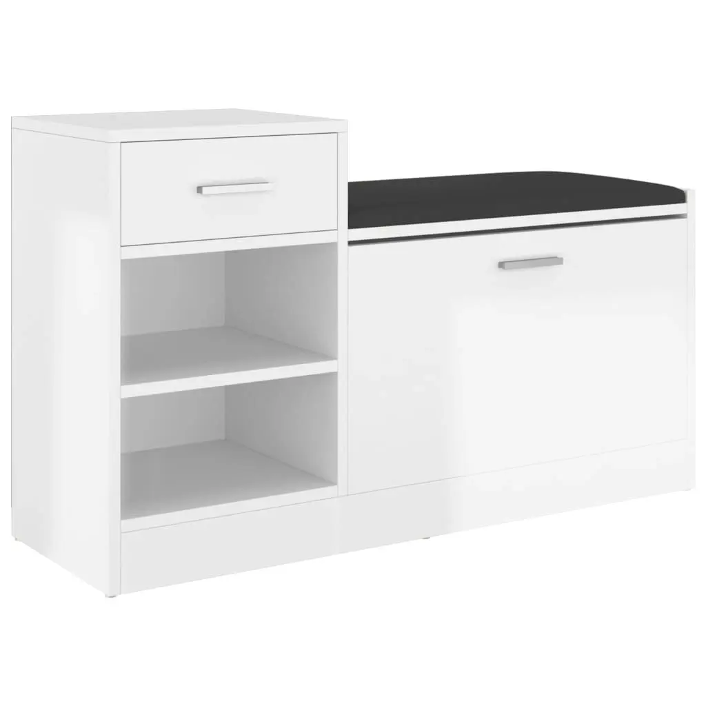 Shoe Bench High Gloss White 94.5x31x57 cm Engineered Wood 326747