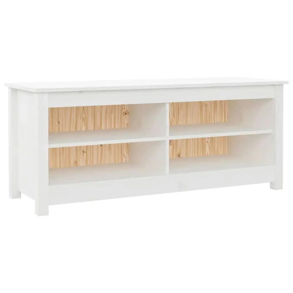 Shoe Bench White 110x38x45.5 cm Solid Wood Pine 813775