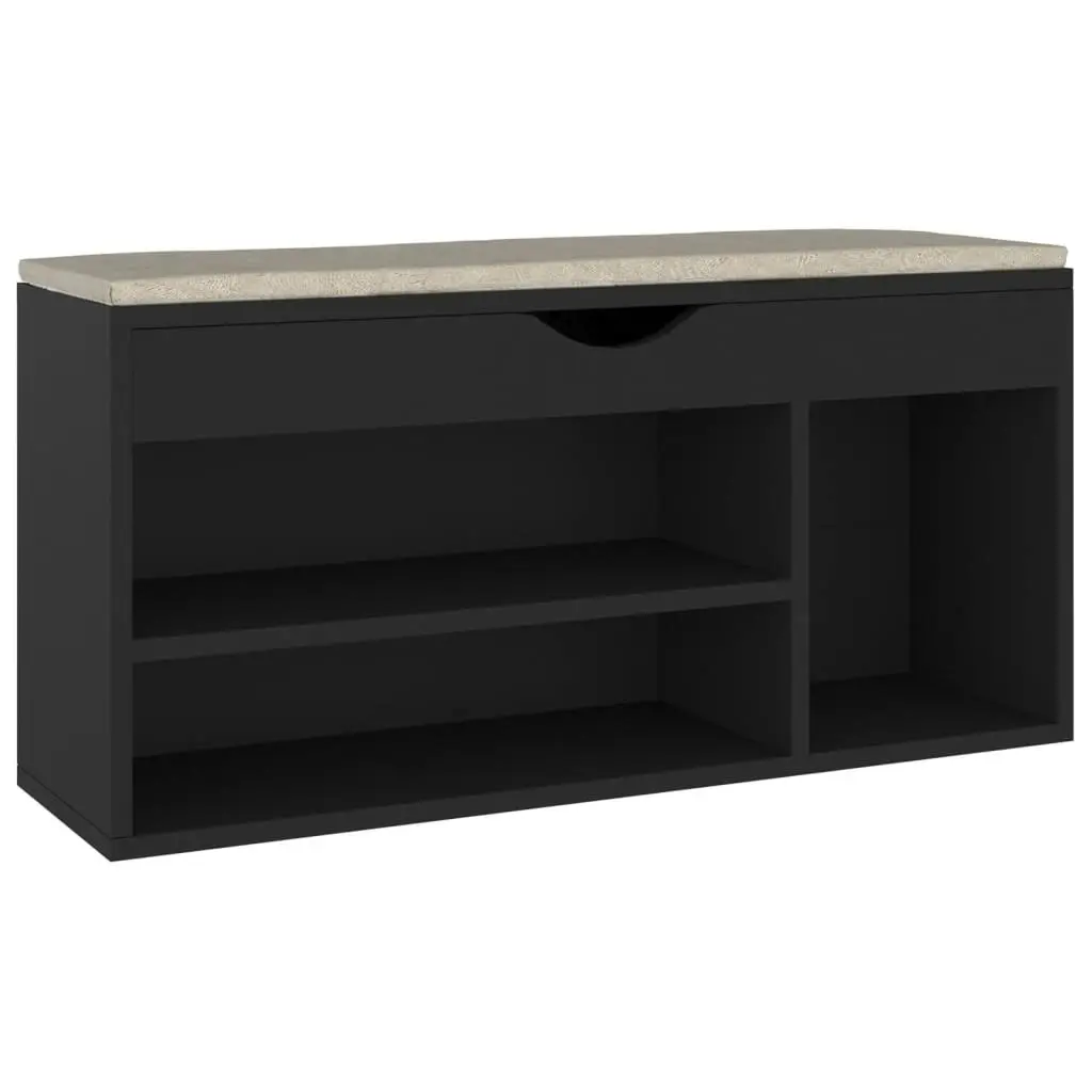 Shoe Bench with Cushion Black 104x30x49 cm Engineered Wood 326751