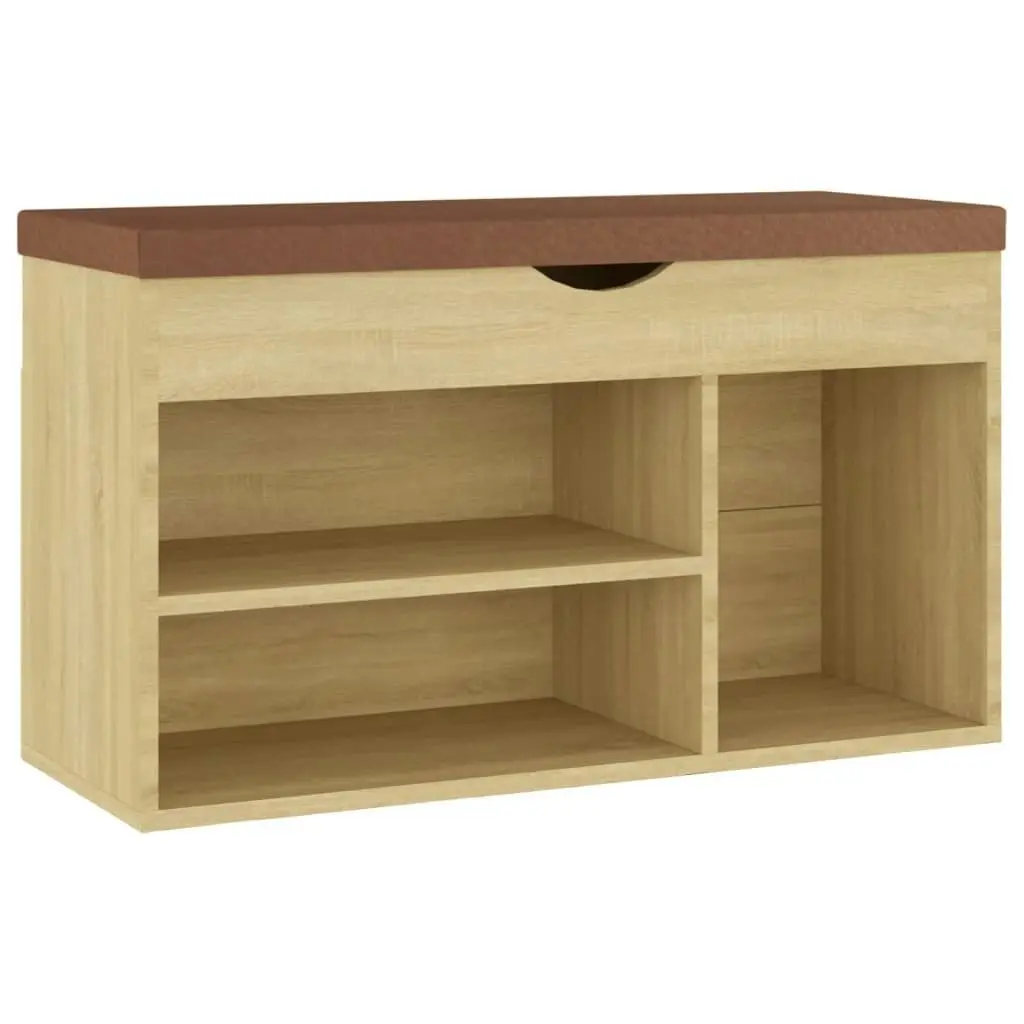 Shoe Bench with Cushion Sonoma Oak 80x30x47 cm Engineered Wood 326762