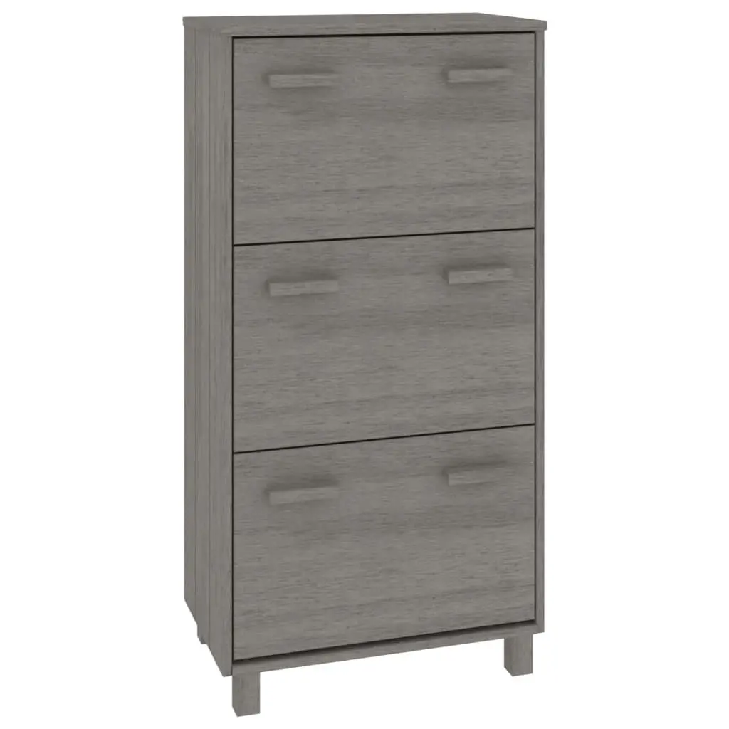 Shoe Cabinet "HAMAR" Light Grey 59.5x35x117 cm Solid Wood Pine 340515