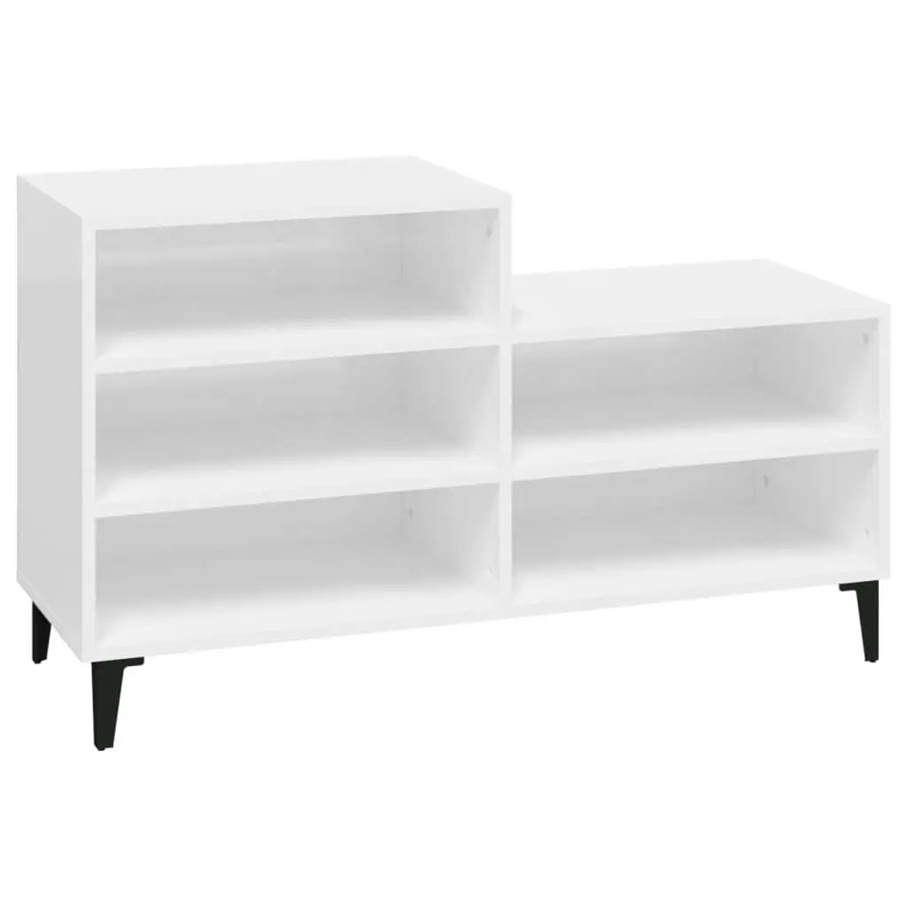 Shoe Cabinet High Gloss White 102x36x60 cm Engineered Wood 819734